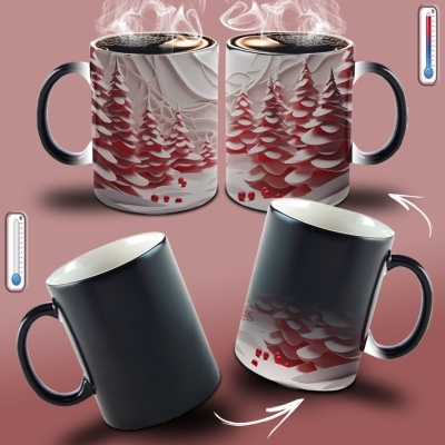 Caneca Natal Vermelho Imagem 3D