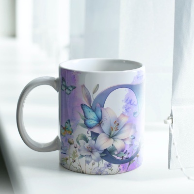 Caneca Alfabeto Borboleta Lilás