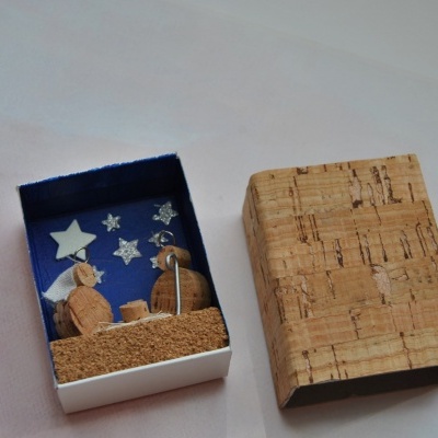 Presépio em caixa de Fósforos em Cortiça