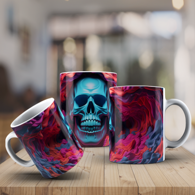 Caneca Caveiras Imagem  3D