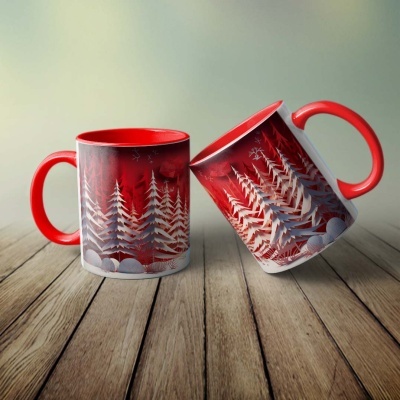 Caneca Natal Vermelho Imagem 3D