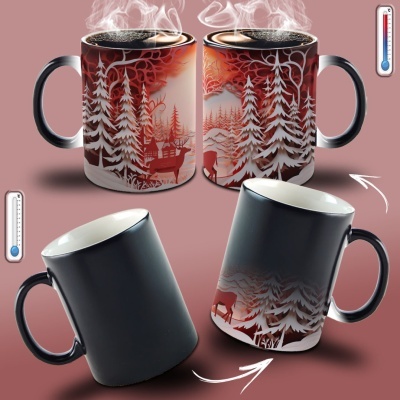 Caneca Natal Vermelho Imagem 3D