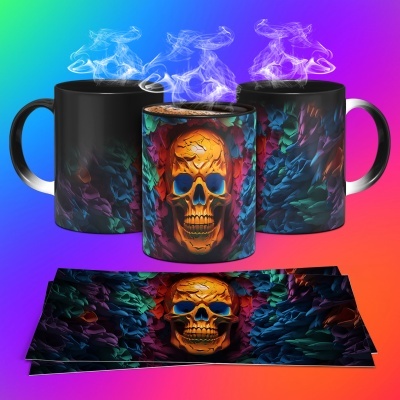 Caneca Caveiras Imagem  3D