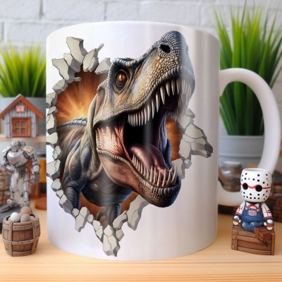 Caneca Tiranossauro Imagem 3D