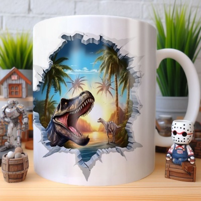Caneca Tiranossauro Imagem 3D