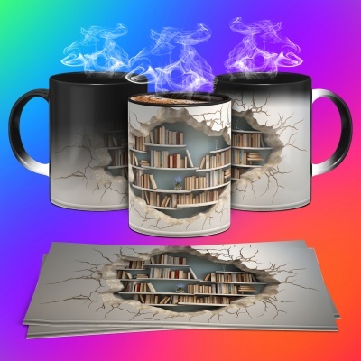 Caneca Biblioteca Imagem 3D
