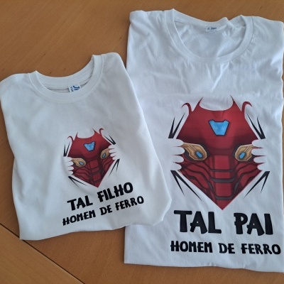Par T-shirts Tal Pai Tal Filho Super Heróis Par T-shirts Tal Pai Tal Filho Super Heróis