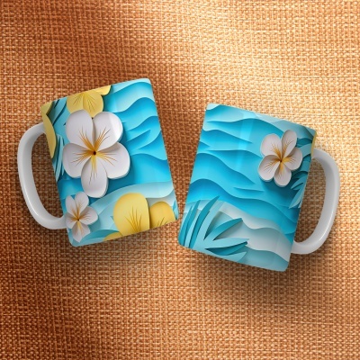 Caneca Floral Imagem  3D