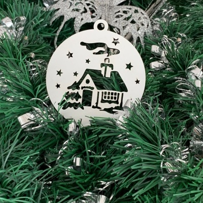 Bolas de Natal Decorativas Igreja e Casinha-2 Modelos