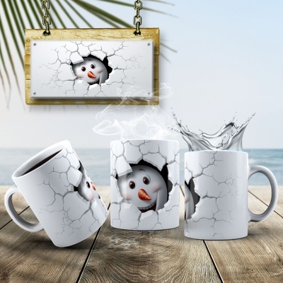 Caneca Natal Boneco de Neve Imagem  3D