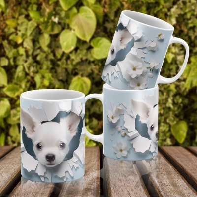 Caneca Cães Imagem  3D