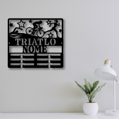 Suporte de Medalhas Personalizado Triatlo Feminino