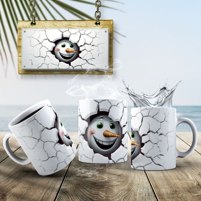 Caneca Natal Boneco de Neve Imagem  3D
