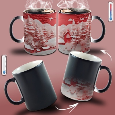 Caneca Natal Vermelho Imagem 3D