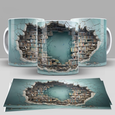 Caneca Biblioteca Imagem 3D