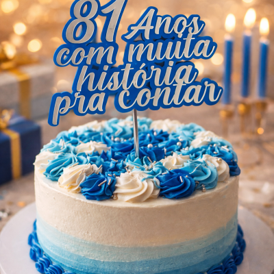 Topo de Bolo Aniversário-Muitos Anos de História pra Contar