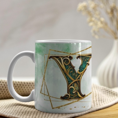 Caneca Alfabeto Arabesco  Dourado
