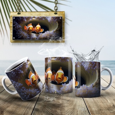 Caneca Peixinhos  Imagem 3D