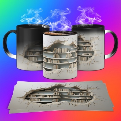 Caneca Biblioteca Imagem 3D