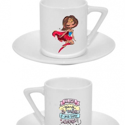 Chávena de Café com Pires Grande Mãe Super Avó
