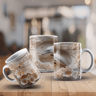 Caneca Golfinhos Imagem  3D