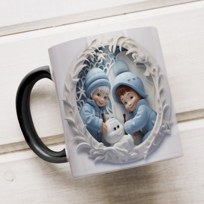 Caneca Natal em Festa Imagem 3D