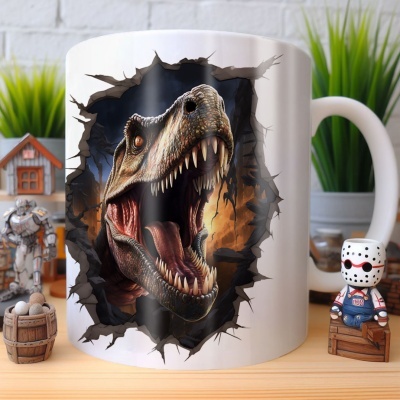 Caneca Tiranossauro Imagem 3D