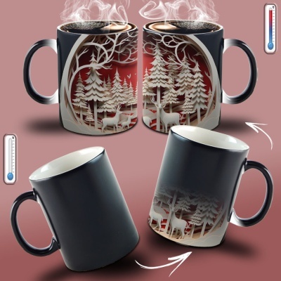 Caneca Natal Vermelho Imagem 3D