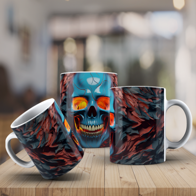 Caneca Caveiras Imagem  3D