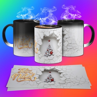 Caneca Feliz Natal Imagem 3D