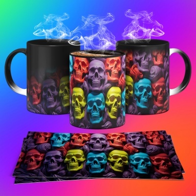 Caneca Caveiras Imagem  3D