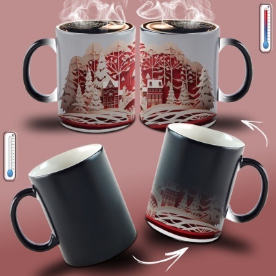 Caneca Natal Vermelho Imagem 3D