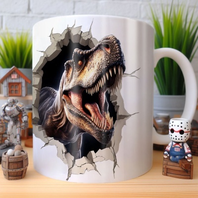 Caneca Tiranossauro Imagem 3D