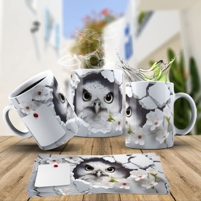 Caneca Coruja Imagem  3D
