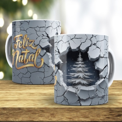Caneca Feliz Natal Imagem 3D