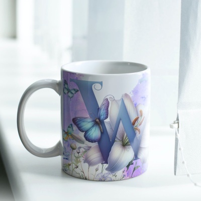 Caneca Alfabeto Borboleta Lilás