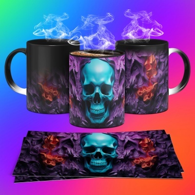 Caneca Caveiras Imagem  3D