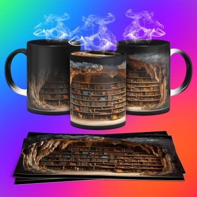 Caneca Biblioteca Imagem 3D