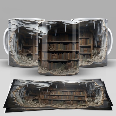 Caneca Biblioteca Imagem 3D