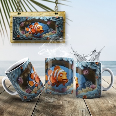Caneca Peixinhos  Imagem 3D
