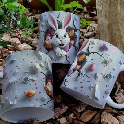 Caneca Ovinhos Páscoa Imagem  3D