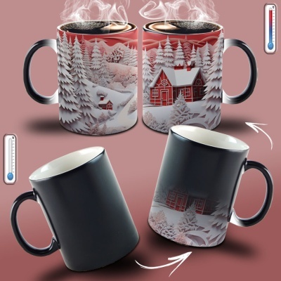 Caneca Natal Vermelho Imagem 3D