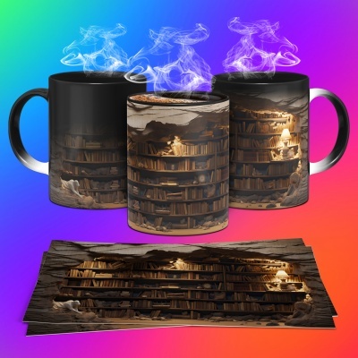Caneca Biblioteca Imagem 3D