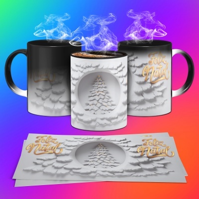 Caneca Feliz Natal Imagem 3D