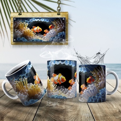 Caneca Peixinhos  Imagem 3D