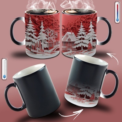 Caneca Natal Vermelho Imagem 3D