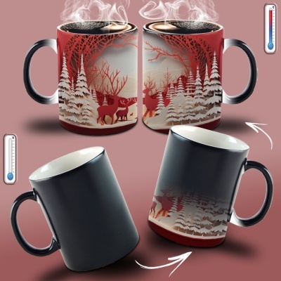 Caneca Natal Vermelho Imagem 3D