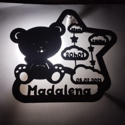 Luz de Presença Estrela com Urso Personalizado Luz de Presença Estrela com Urso Personalizado