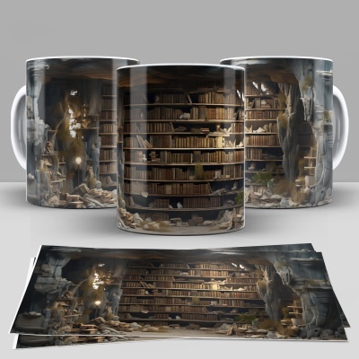 Caneca Biblioteca Imagem 3D