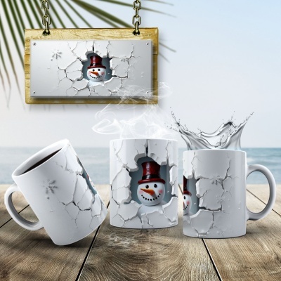 Caneca Natal Boneco de Neve Imagem  3D